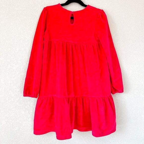 NWT! Mini Boden Long Sleeve Red Tiered Velour Dress Size 7-8Y - Picture 4 of 4